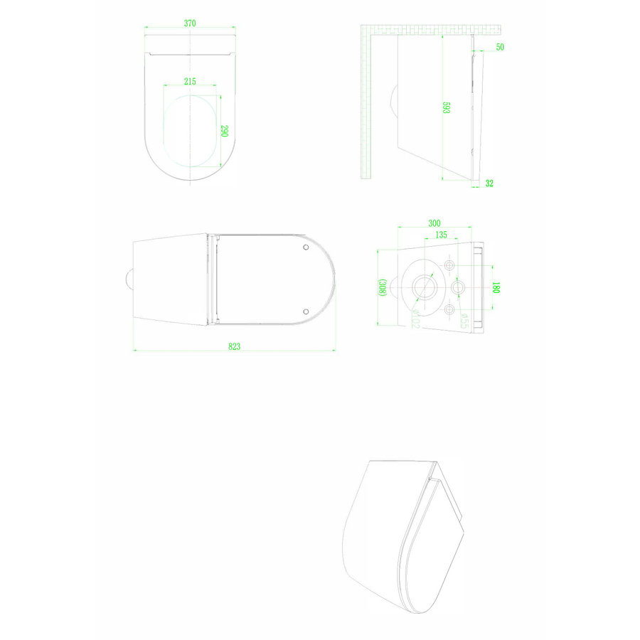 Douche WC Wiesbaden Vesta-ECO Randloos Wandcloset Wit