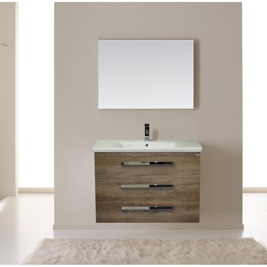 Onderkast Sanicare Q9/Q10 Drie Laden Chromen Greep Soft-Close 65x46 cm Belluno-Eiken