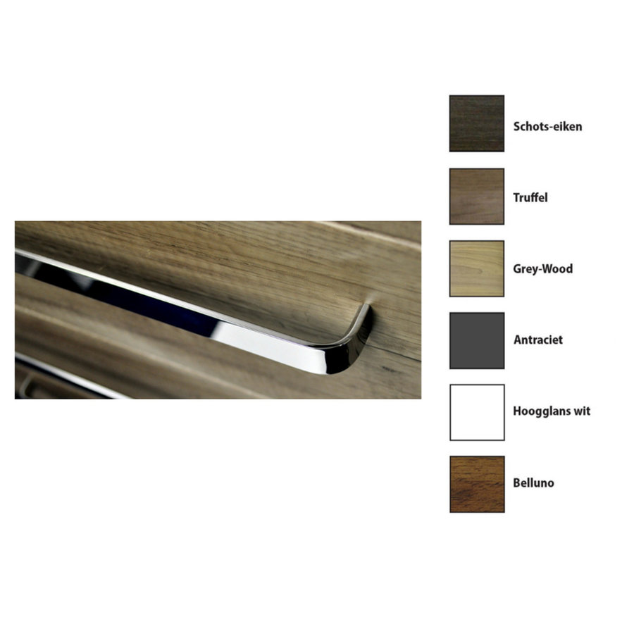 Onderkast Sanicare Q9/Q10 Drie Laden Chromen Greep Soft-Close 80x46 cm Belluno-Eiken