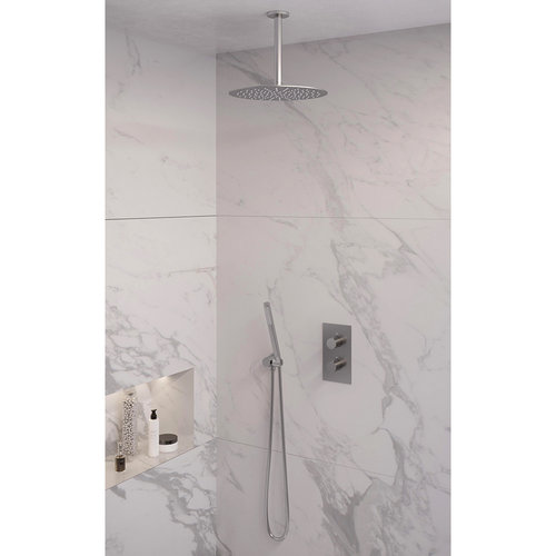 Inbouw Regendouche Set Brauer Brushed Edition Plafond Uitloop Ronde Hoofddouche 30 cm RVS Look 