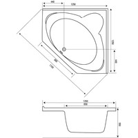 Hoekbad Plieger Contour Compact Acryl Vijfhoekig 125x125x42 cm met Poten Wit