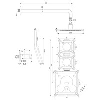 Inbouw Regendouche Set Brauer Brushed Edition Gebogen Wanduitloop Ronde Hoofddouche 20 cm Met Twee Stopkranen en Handdouche 3 Standen RVS Look