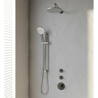 Inbouw Regendouche Set Brauer Brushed Edition Gebogen Wanduitloop Ronde Hoofddouche 20 cm Met Twee Stopkranen Glijstang en Handdouche 3 Standen RVS Look