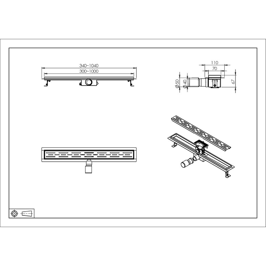 Douchegoot Wiesbaden Met Flens 90x7cm 6.7cm Diep Gunmetal
