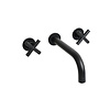 Plieger Wandkraan Wastafel Plieger Cross 3-Gats met Vaste Uitloop Zwart