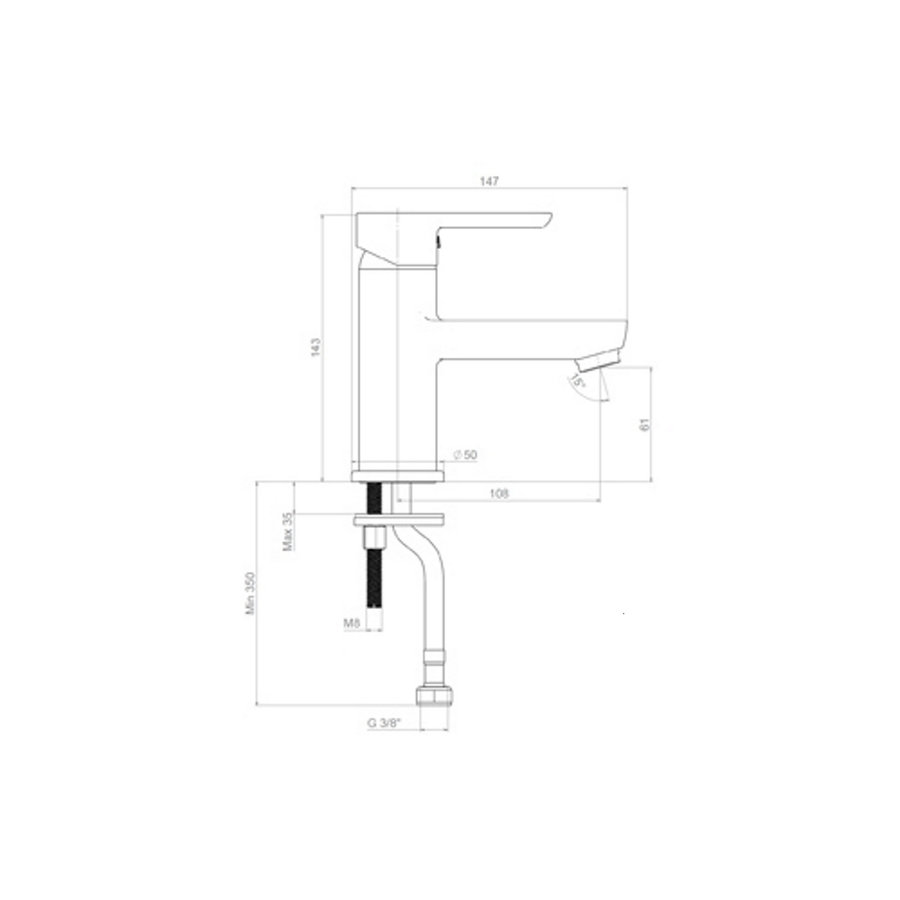 Wastafelmengkraan Plieger Voda 1-Gats Zonder Waste Chroom