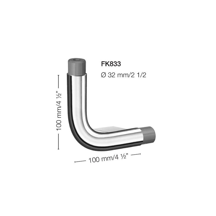 Smedbo Verbindingsstuk Greep Living L-vorm Rechts 10 cm Gepolijst Chroom