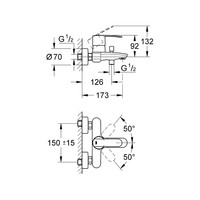 Badkraan Grohe Wave Cosmopolitan met Omstel en Koppelingen Chroom