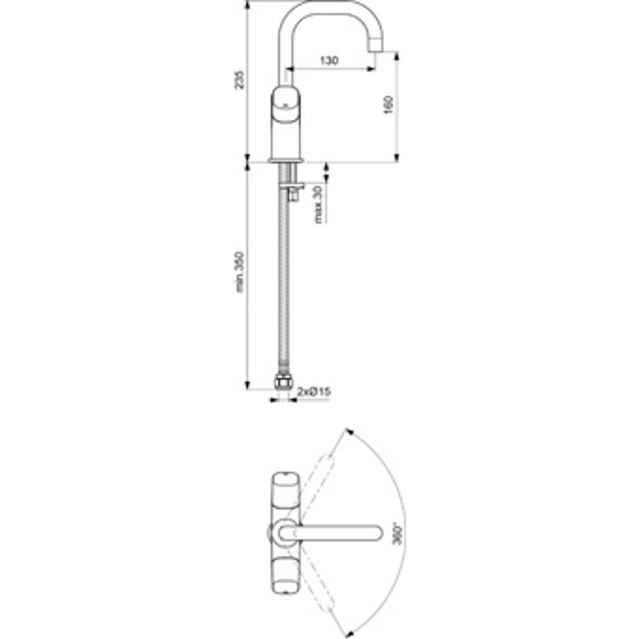 Wastafelkraan Ideal Standard Idealform Idealform Dual met Hoge Draaibare Uitloop Chroom