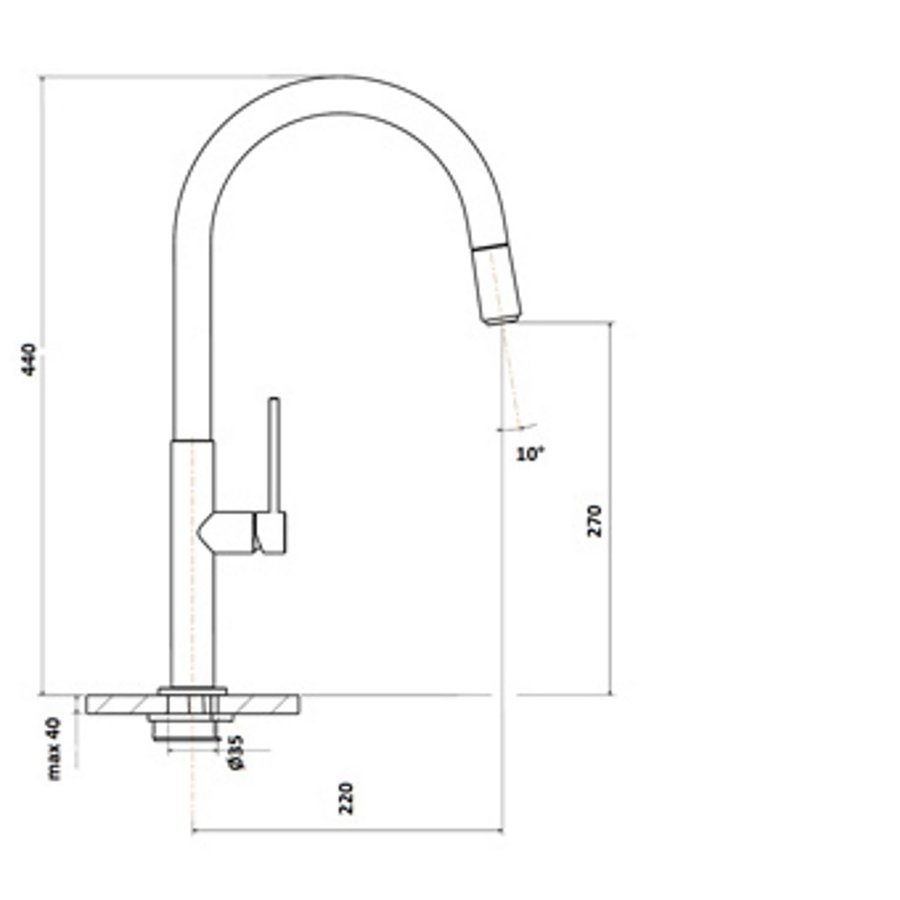 Keukenkraan Plieger Rontessa 1-Gats met Uittrekbare Handdouche Chroom