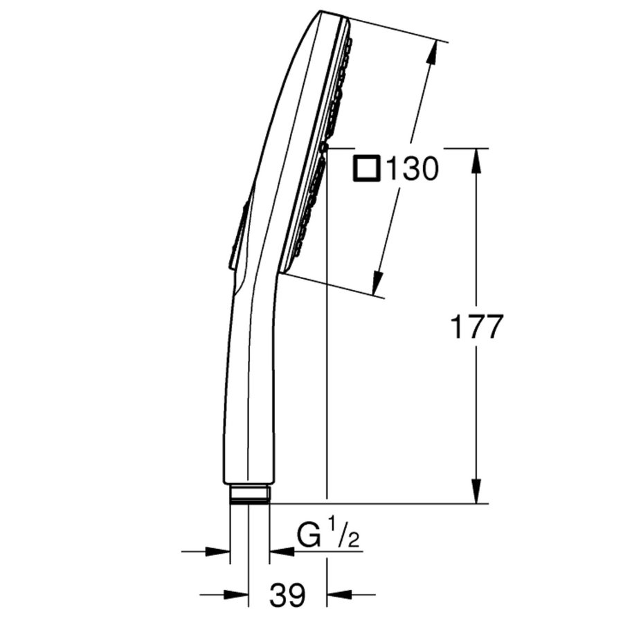 Handdouche Grohe Rainshower SmartActive 130 Cube 13cm Hard Graphite Geborsteld