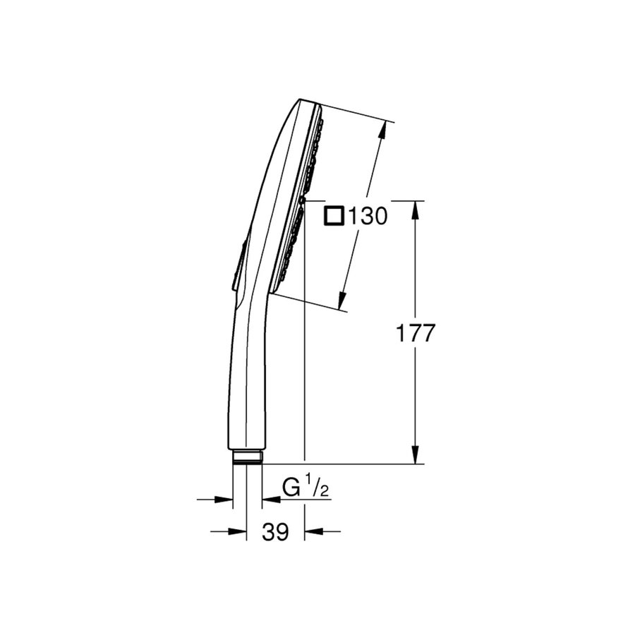 Handdouche Grohe Rainshower SmartActive 130 Cube 13cm Hard Graphite