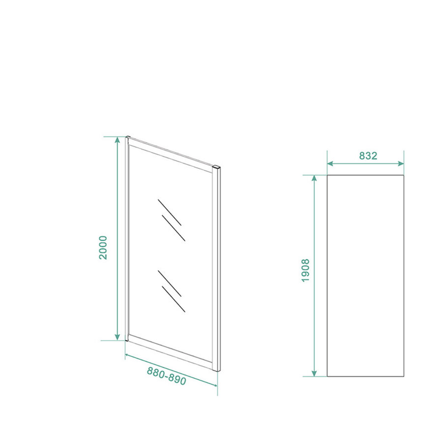 Zijwand Aqua Splash Voor Schuifbare Douchedeur 90x200 cm 8 mm NANO Mat Zwart