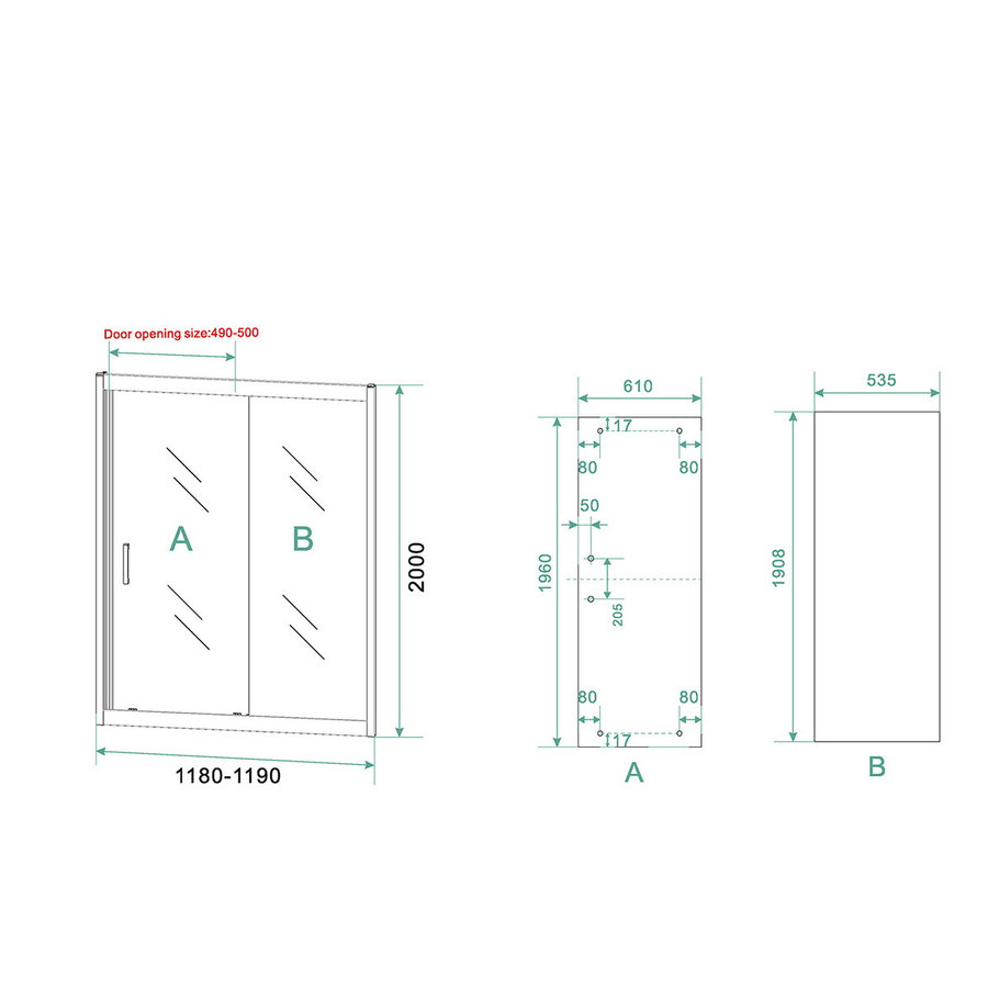 Schuifdeur Aqua Splash Vidrios Douchedeur 120x200 cm 8 mm NANO Mat Zwart