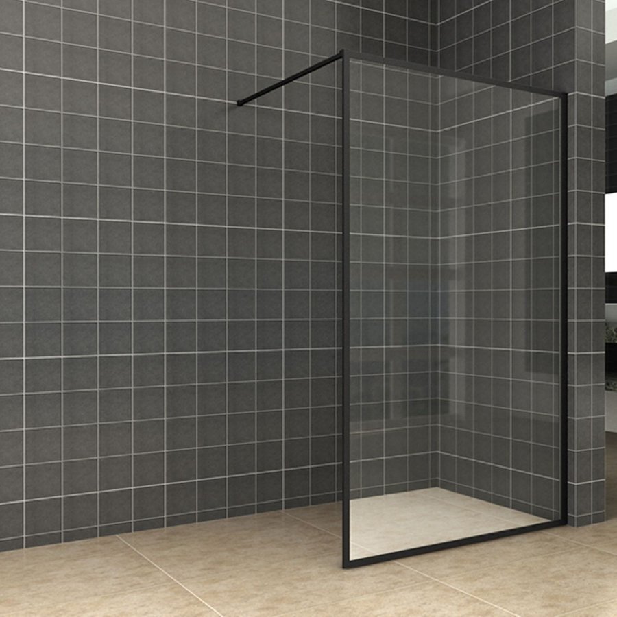 Inloopdouche Aqua Splash Vidrios 120x200 cm 10 mm Met Stabilisatiestang NANO Mat Zwart