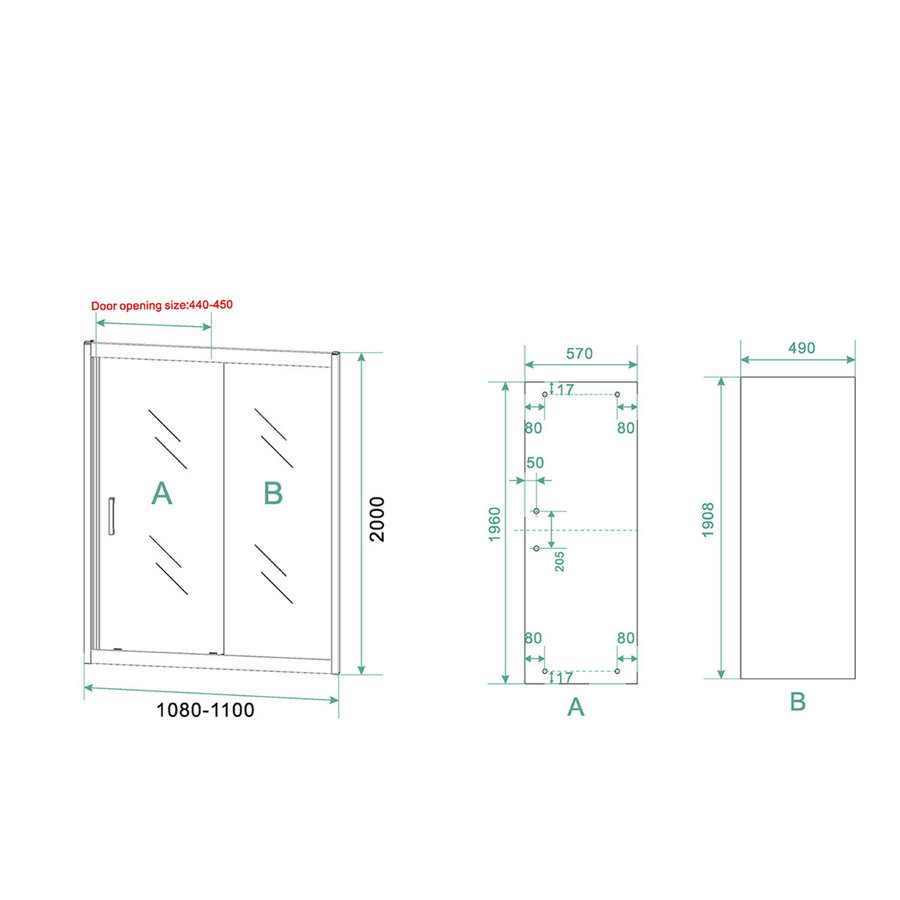 Schuifdeur Aqua Splash Vidrios Douchedeur 110x200 cm 8 mm NANO Mat Zwart
