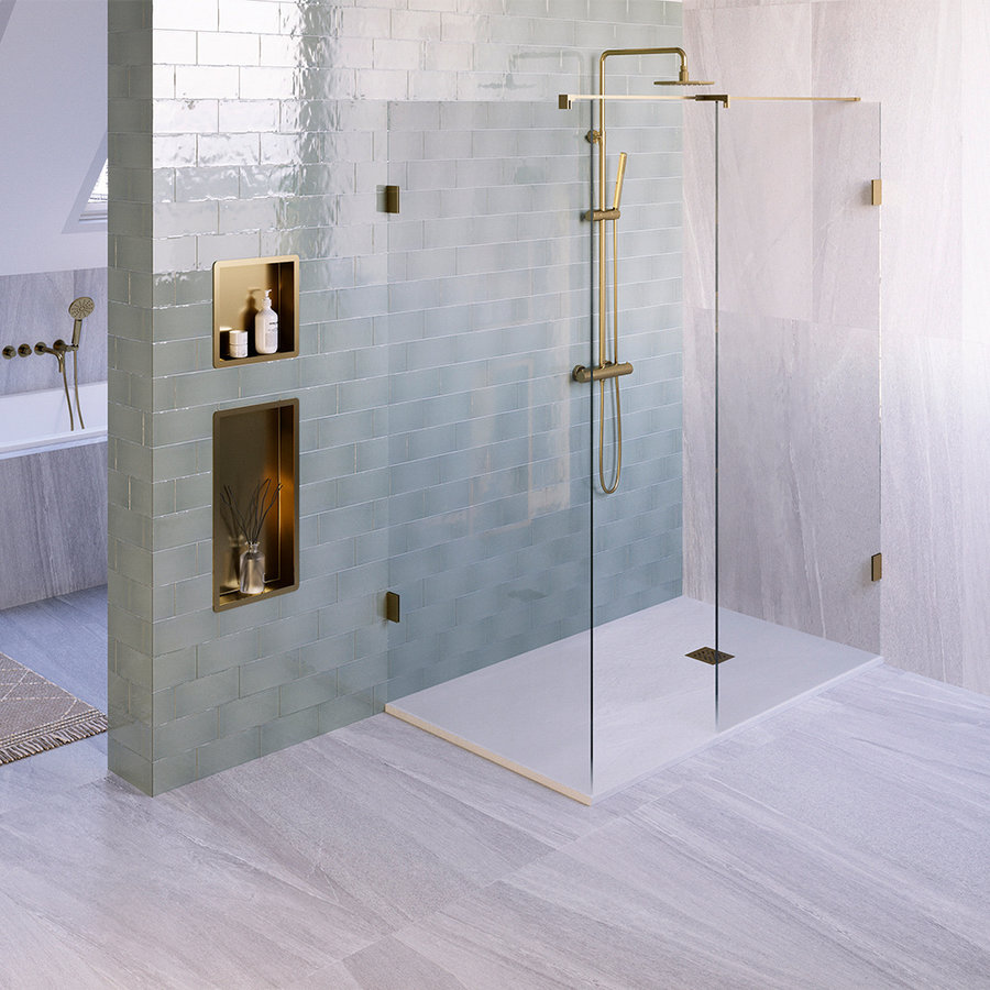 Douchebak Sanitop Just Creating Relievo Crag 90x160 cm Mat Wit