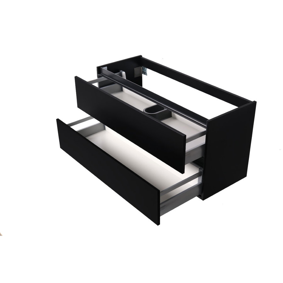 Wastafelmeubel Aqua Splash Maia Onderkast Zonder Topblad 120 cm 2 Laden + 1 Uitsparing Mat Zwart