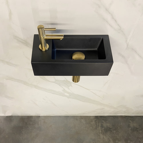 Fonteinset Aqua Splash Rinka 36x18x9 cm Links Quartz Messing Geborsteld Goud 