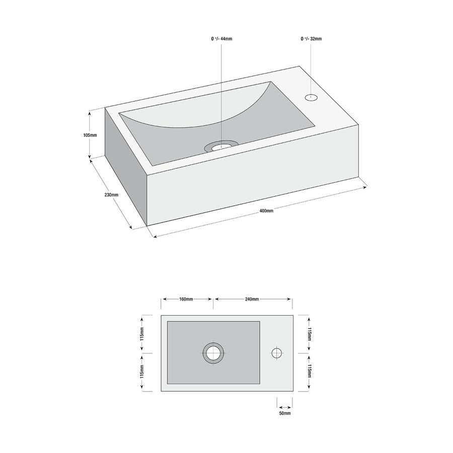 Fonteinset Aqua Splash Guilla 40x23x10.5 cm Natuursteen Rechts Zwart