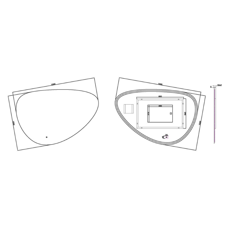 Badkamerspiegel Aqua Splash Luma Dimbare LED Verlichting Condensvrij 150x100 cm