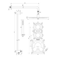 Regendoucheset Inbouw Brauer Gold Edition Thermostatisch 30cm met Gebogen Wandarm, Glijstang en Handdouche Staaf Losse Stopkranen Geborsteld Goud