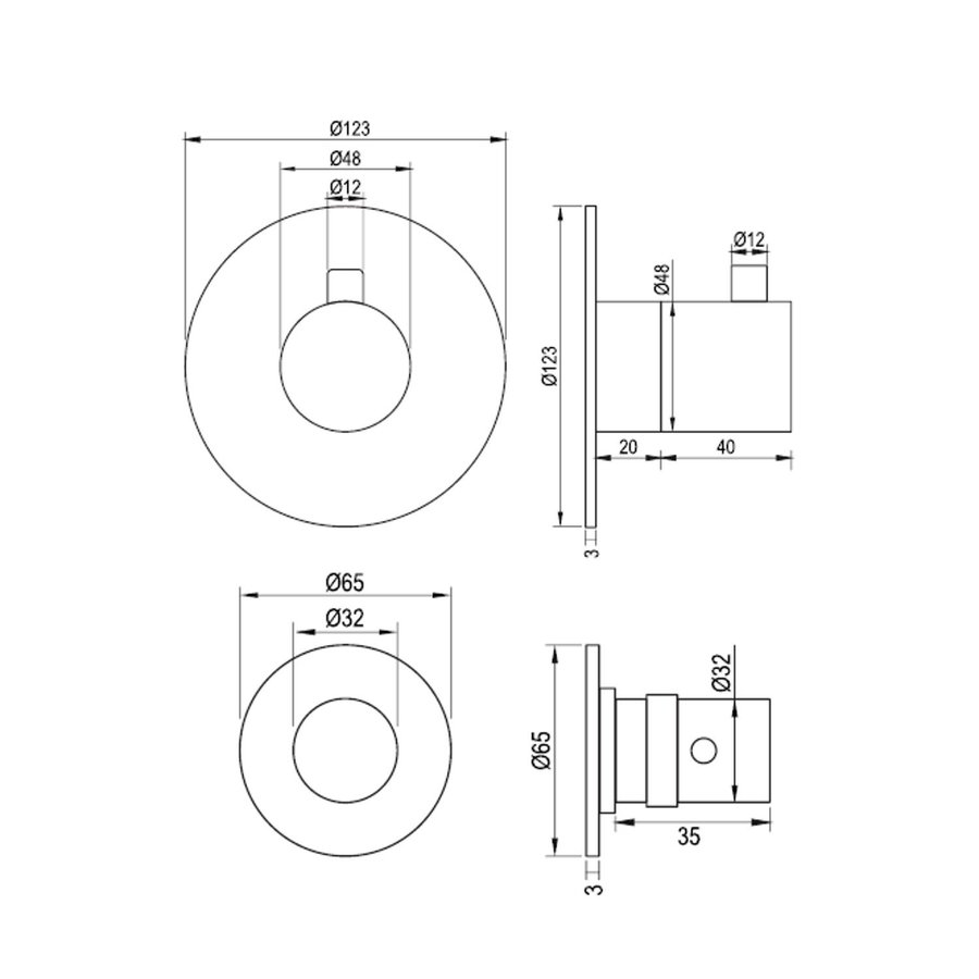 Regendoucheset Inbouw Brauer Gold Edition Thermostatisch 20cm met Gebogen Wandarm, Glijstang en Handdouche 3-Standen Losse Stopkranen Geborsteld Goud