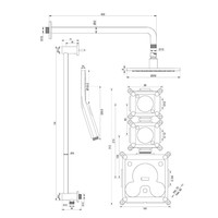 Regendoucheset Inbouw Brauer Gold Edition Thermostatisch 20cm met Gebogen Wandarm, Glijstang en Handdouche 3-Standen Losse Stopkranen Geborsteld Goud