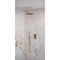Regendoucheset Inbouw Brauer Gold Edition Thermostatisch 30cm met 3-Weg Omstelling, Plafondarm en Staaf Handdouche Geborsteld Goud