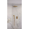 Brauer Regendoucheset Inbouw Brauer Gold Edition Thermostatisch 30cm met 3-Weg Omstelling, Wandarm en 3-Standen Handdouche Geborsteld Goud