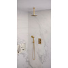 Brauer Regendoucheset Inbouw Brauer Gold Edition Thermostatisch 30cm met 3-Weg Omstelling, Plafondarm en 3-Standen Handdouche Geborsteld Goud