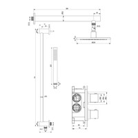 Regendoucheset Inbouw Brauer Gold Edition Thermostatisch 20cm met 3-Weg Omstelling, Wandarm, Glijstang en Staaf Handdouche Geborsteld Goud