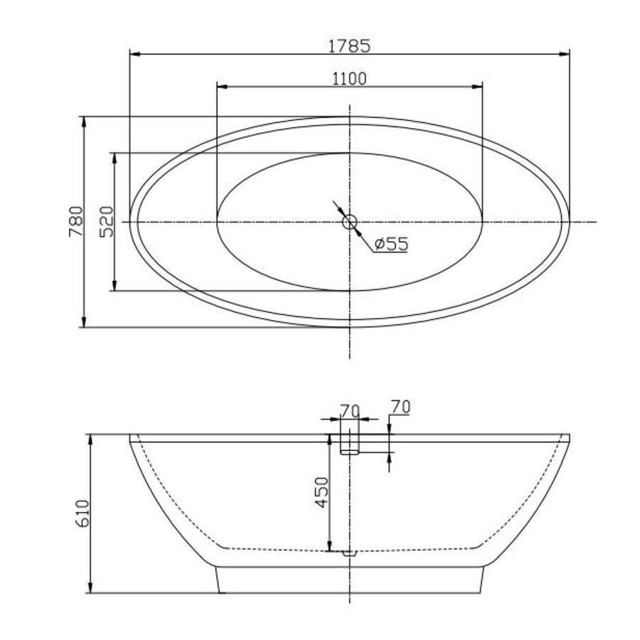 Vrijstaand Bad Best Design Redpool 178x78x61 cm Acryl Rood