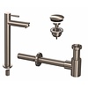 Ink Fonteinkraanset INK Hoog Model Inclusief Waste en Design Sifon Brushed Nickel