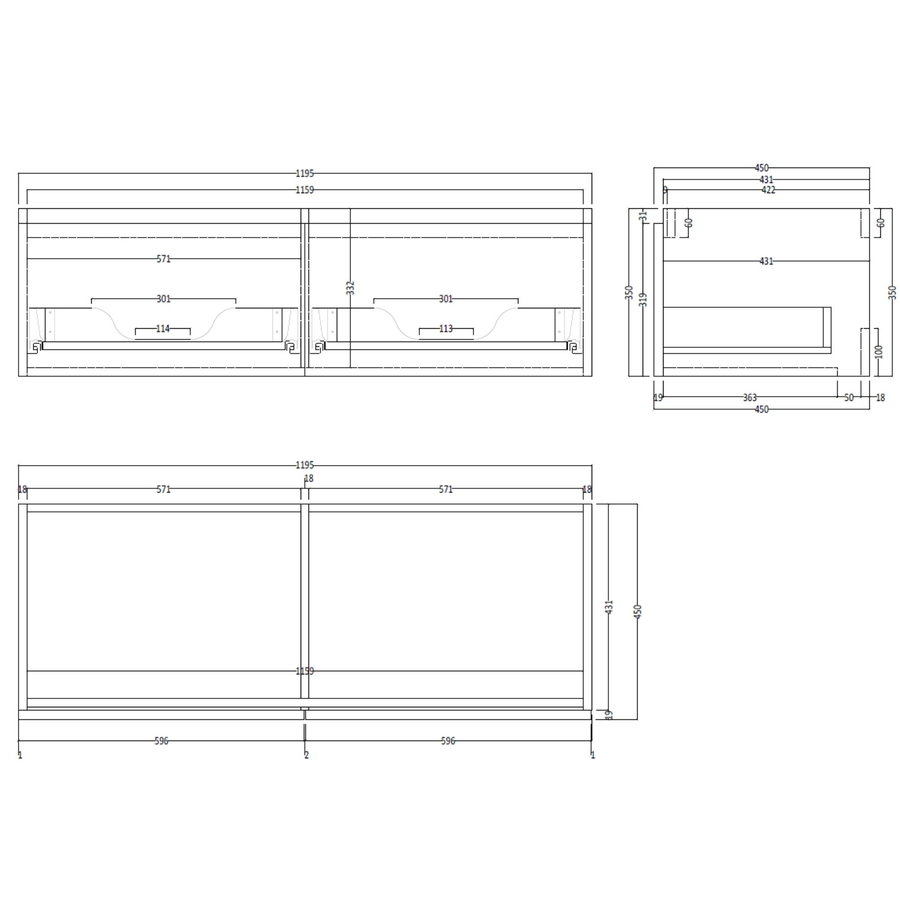 Badkamermeubel Gliss Eros 120 cm Met Wastafel (Verschillende Kleuren)