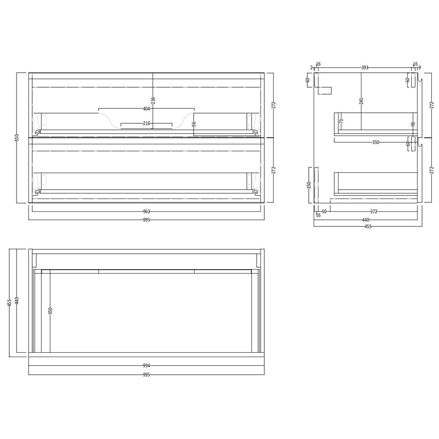 Badkamermeubelset Gliss Hermes 100 cm Mat Zwart Met Waskom