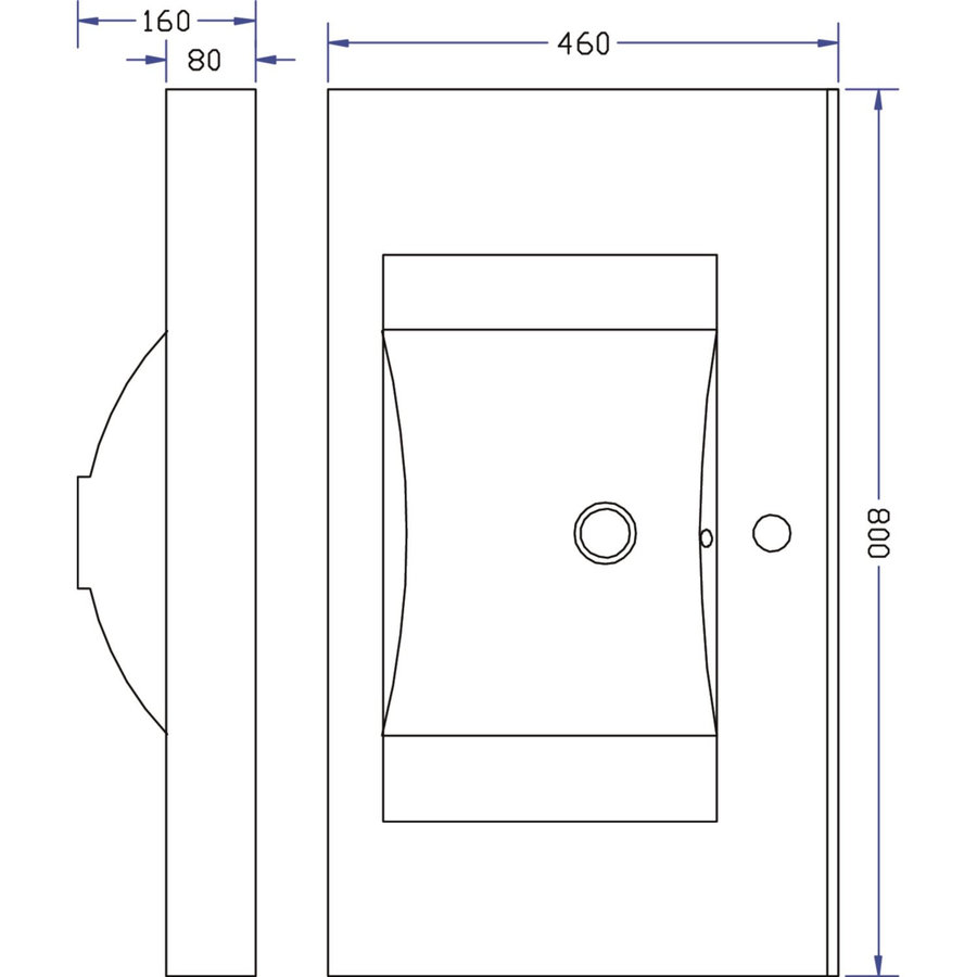 Meubelwastafel Wiesbaden Tigris Kunstmarmer 80x46 cm (1 kraangat)