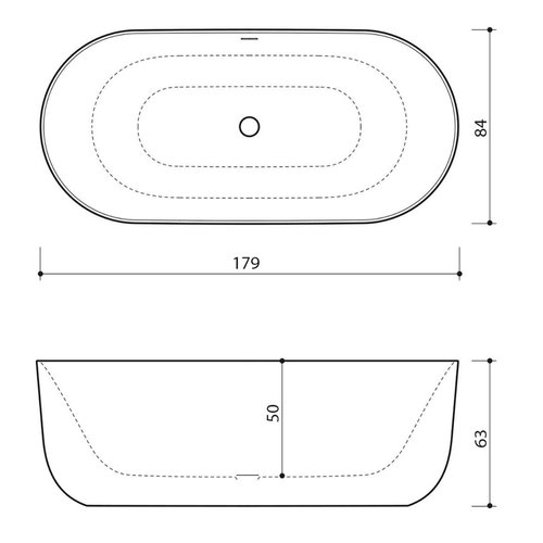 Vrijstaand Bad Xenz Mauro 180x84x64 cm Solid Surface Zwart 