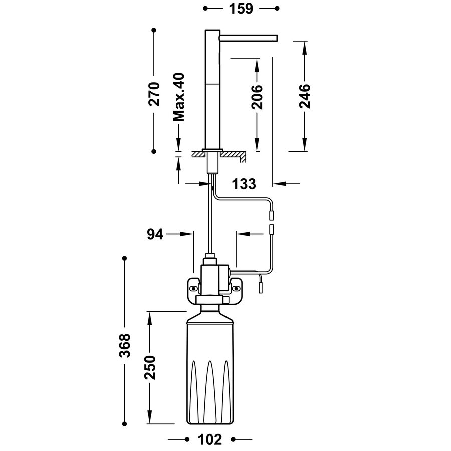 Elektronische Zeepdispenser Tres Tempo Base Hoog Chroom