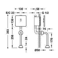 Urinoir Bedieningsplaat Tres Tempo Standard Elektronisch Houtlook RVS