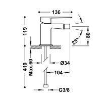 Bidetmengkraan Tres Slim Exclusive 1-Hendel Uitloop Recht Vierkant Mat Wit