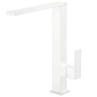 Wastafelmengkraan Tres Cuadro Exclusive 1-Hendel Hoog Uitloop Recht 28 cm Vierkant Mat Wit