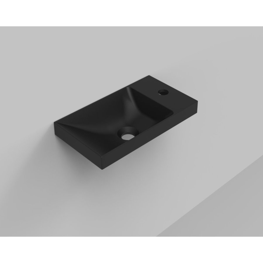 Fontein Aquasplash Marble Voor Frame Cast Marble 40x22 cm Zonder Overloop Mat Zwart