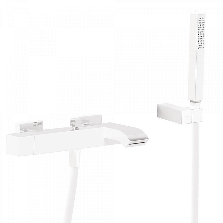 Badmengkraan Tres Cuadro Exclusive Opbouw Vierkant Korte Gebogen Uitloop Mat Wit