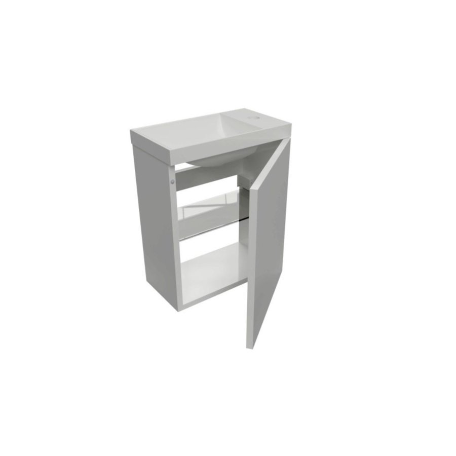 Fonteinset Aquasplash Luna 54,3x39,7x21,8 cm Glans Wit Met Marble Fontein Zonder Overloop Mat Wit