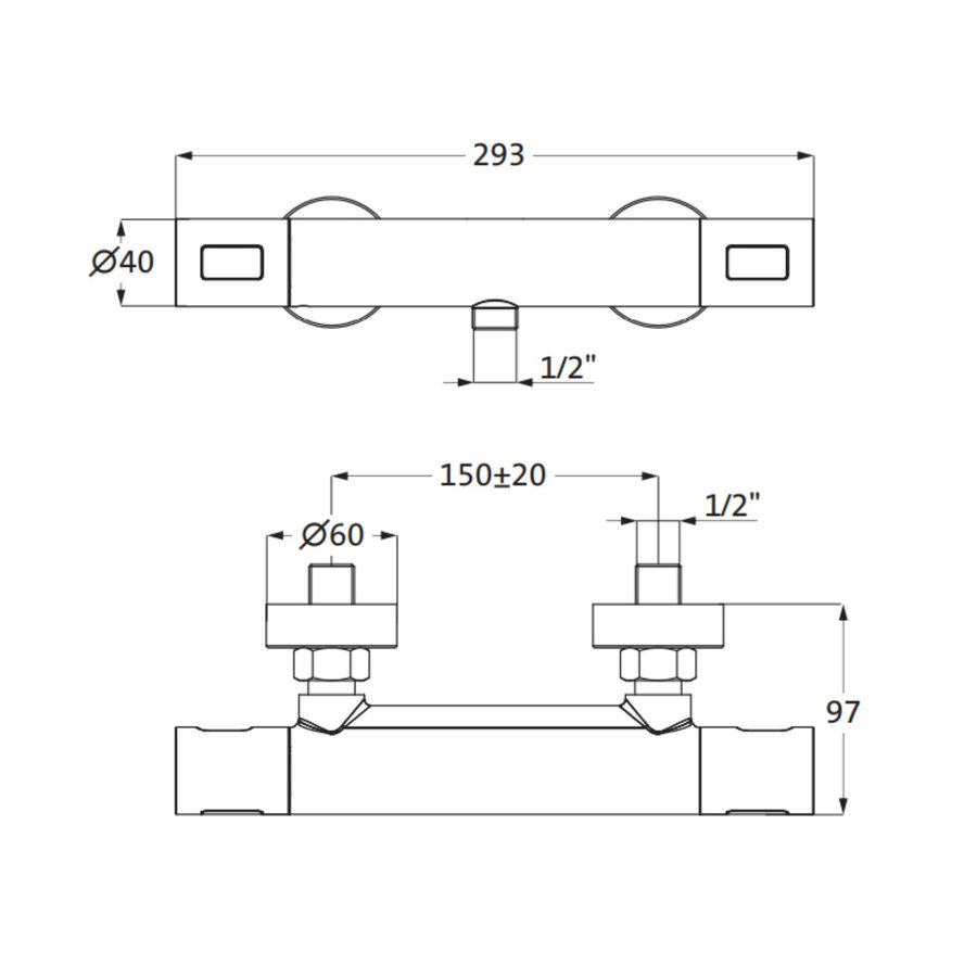 Opbouw Douchekraan Aquasplash Thermostaat Rond 29,3 cm Chroom