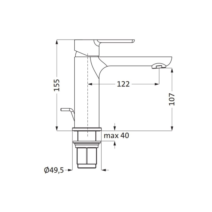 Wastafel Mengkraan Aquasplash Mare Medium Zonder Waste Chroom