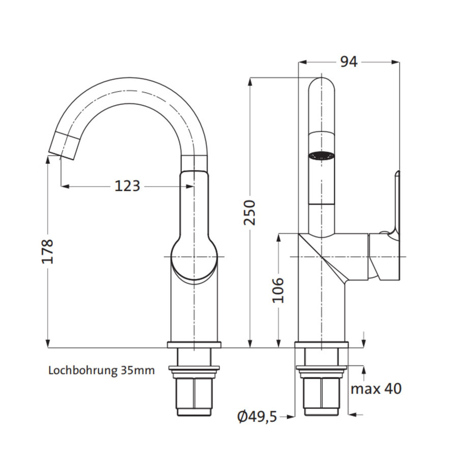 Wastafel Mengkraan Aquasplash Mare Medium Eengats Boog Zonder Waste Chroom