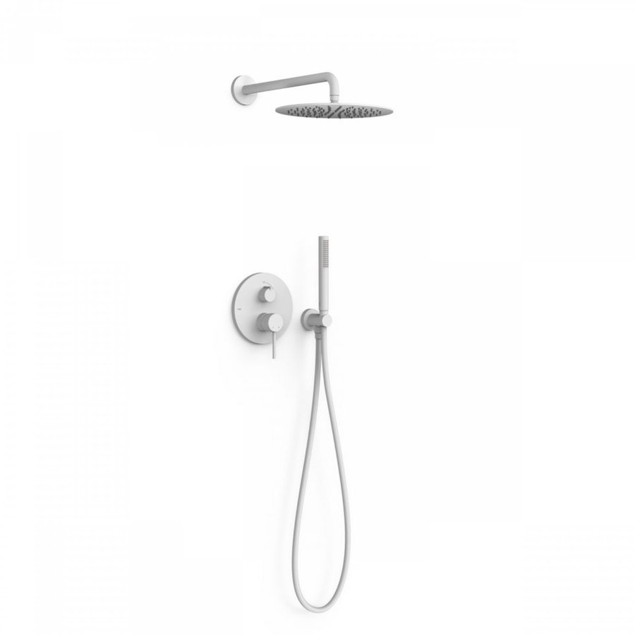 Regendoucheset Inbouw Tres Study Exclusive Rond 30 cm Met Wandarm en Handdoucheset met Staafhanddouche Rapid Box Mat Wit