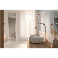 Wastafelmengkraan Tres Study Exclusive Tweeknops Uitloop Gebogen 29,5 cm Rosé Goud